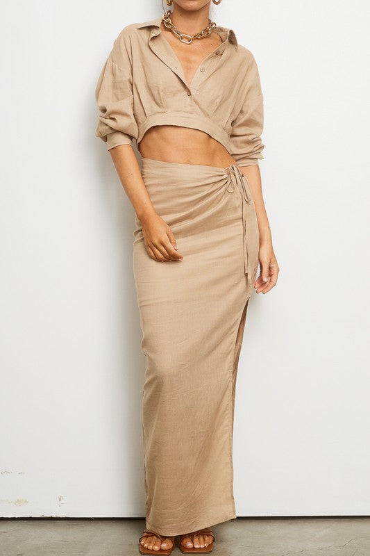 STYLED BY ALX COUTURE MIAMI BOUTIQUE Sand Margot Skirt Set