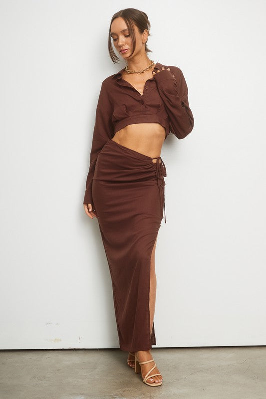 STYLED BY ALX COUTURE MIAMI BOUTIQUE Maroon Margot Skirt Set