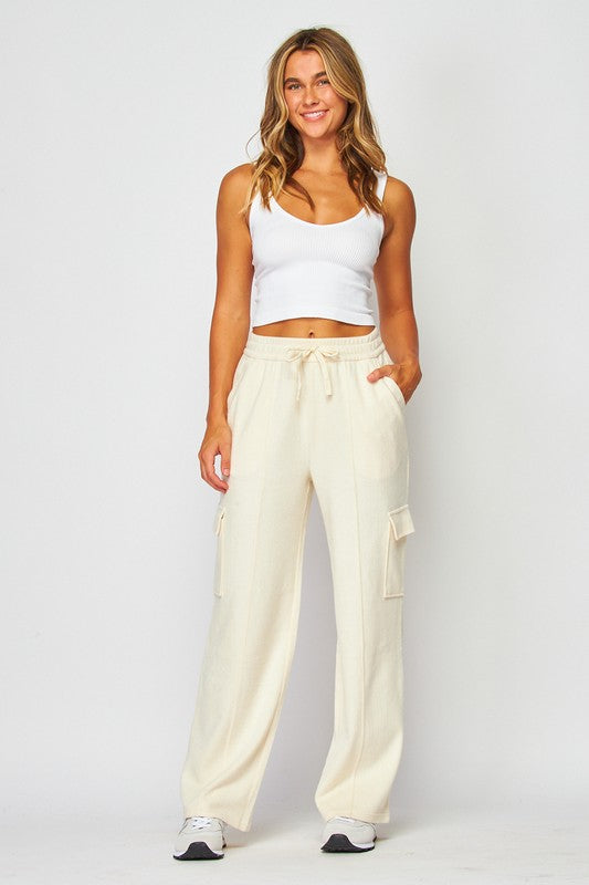 STYLED BY ALX COUTURE MIAMI BOUTIQUE Ivory Cargo Sweatpants 