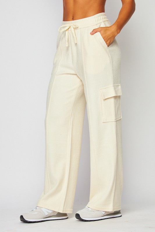 STYLED BY ALX COUTURE MIAMI BOUTIQUE Ivory Cargo Sweatpants