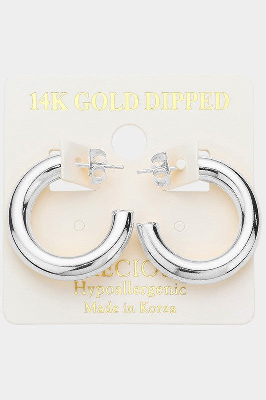 STYLED BY ALX COUTURE MIAMI BOUTIQUE Silver 14K Gold Dipped Metal Hoop Earrings