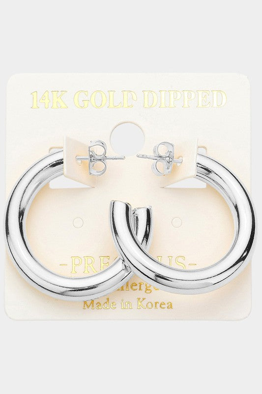 STYLED BY ALX COUTURE MIAMI BOUTIQUE 14K Gold Dipped Metal Hoop Earrings