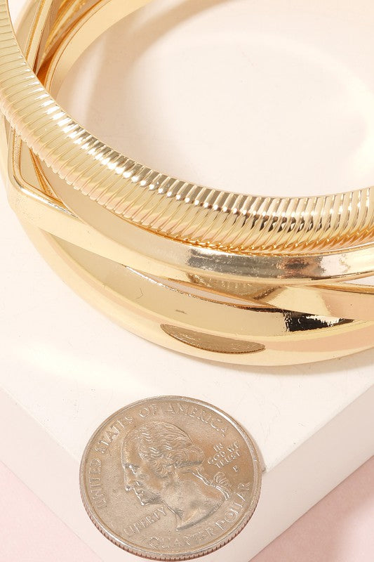 Gold Assorted Metallic Bangle Bracelet Set