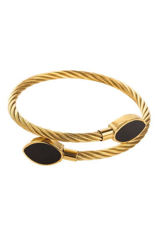 STYLED BY ALX COUTURE MIAMI BOUTIQUE Stainless Steel Enamel Round Bangle Bracelet