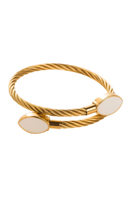 STYLED BY ALX COUTURE MIAMI BOUTIQUE Stainless Steel Enamel Round Bangle Bracelet