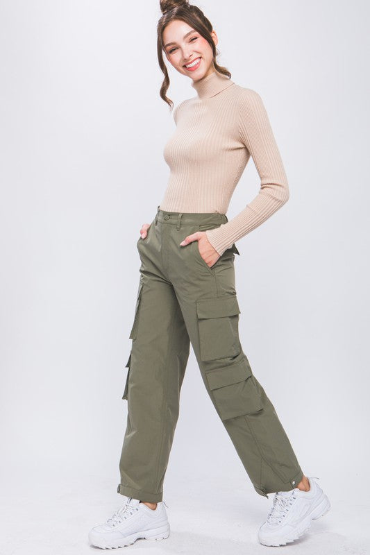 STYLED BY ALX COUTURE MIAMI BOUTIQUE Olive Cargo Pants With Snap Button