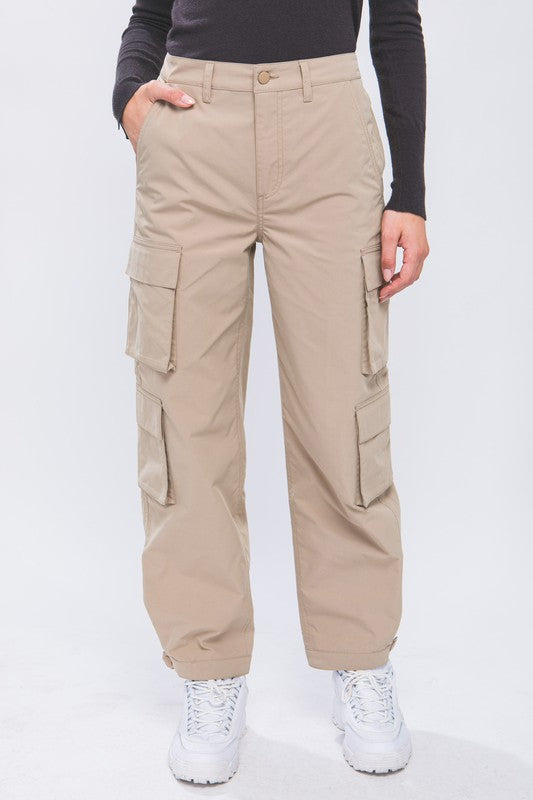 STYLED BY ALX COUTURE MIAMI BOUTIQUE Khaki Cargo Pants With Snap Button *PRE*