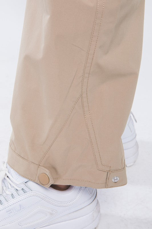 STYLED BY ALX COUTURE MIAMI BOUTIQUE Khaki Cargo Pants With Snap Button