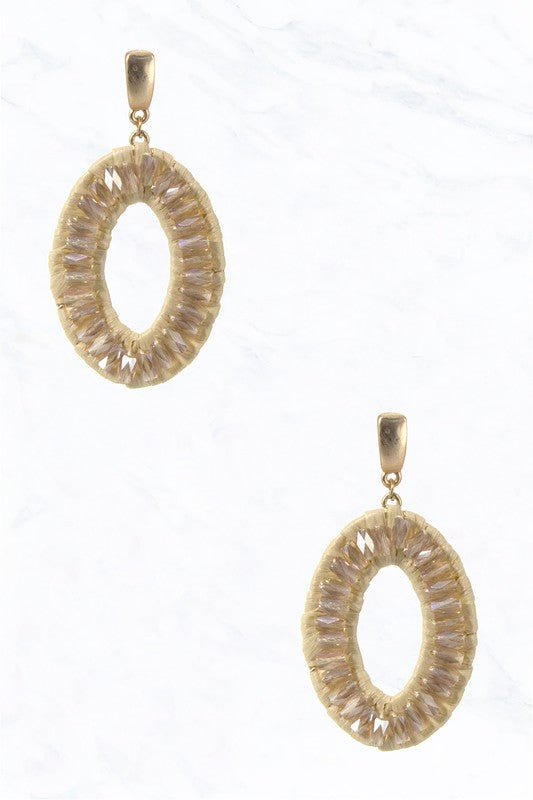 STYLED BY ALX COUTURE MIAMI BOUTIQUE Gold and Colorful Open Teardrop Raffia Earrings