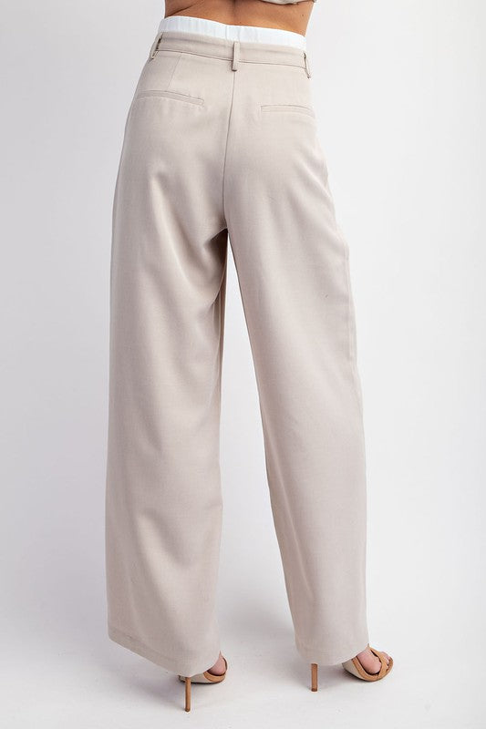   back of the Taupe Tailored Elastic Waist Pants
