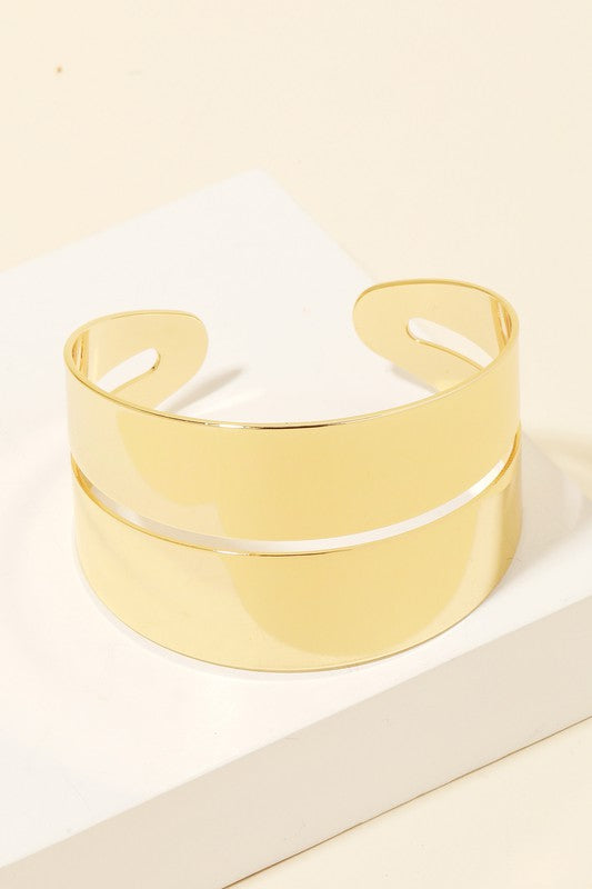 STYLED BY ALX COUTURE MIAMI BOUTIQUE Gold Metallic Double Band Cuff Bracelet
