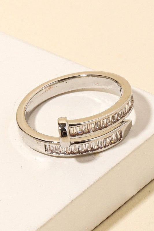 Silver Baguette Open Band Ring