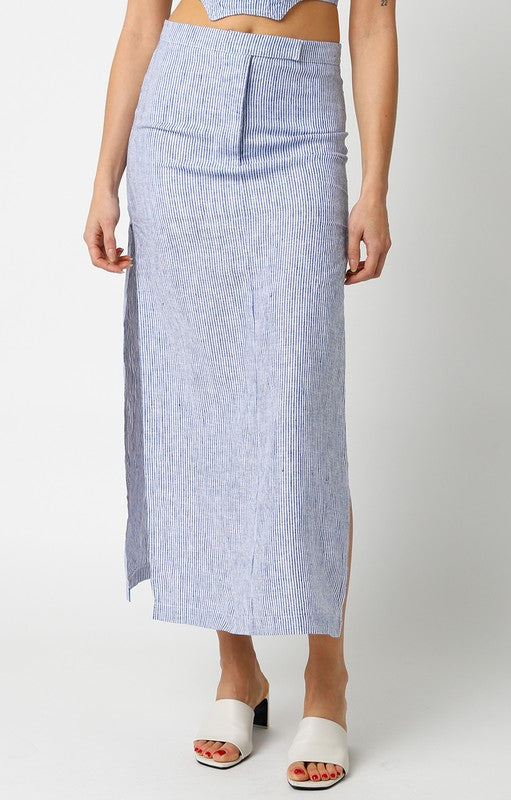 STYLED BY ALX COUTURE MIAMI BOUTIQUE Denim Emory Midi Skirt
