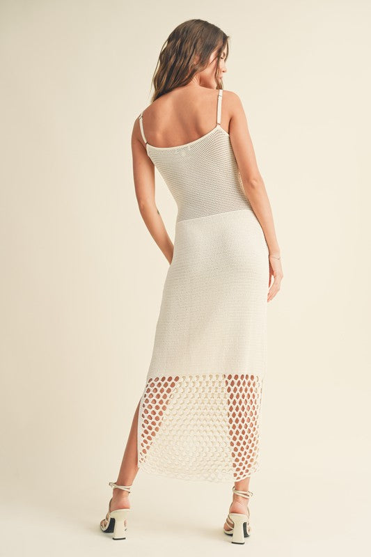 STYLED BY ALX COUTURE MIAMI BOUTIQUE Off White Net Pattern On Bottom Knitted Dress