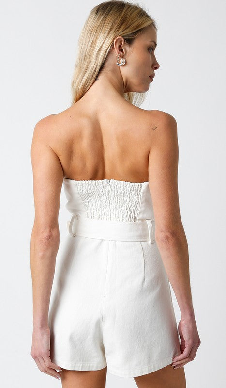 back of the white Louise Romper 