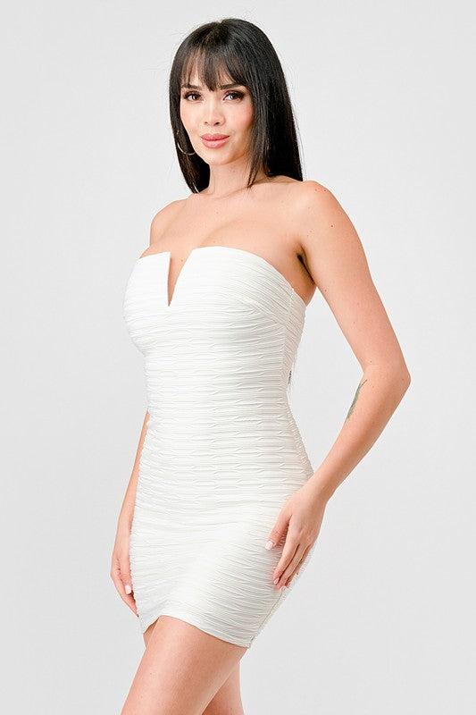 White Jacquard Off Shoulder Mini Dress