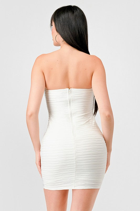 White Jacquard Off Shoulder Mini Dress