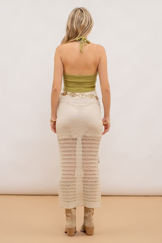 back of the Natural Crochet Long Skirt