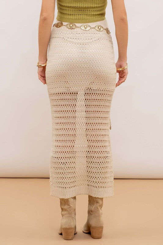 back fo the Natural Crochet Long Skirt