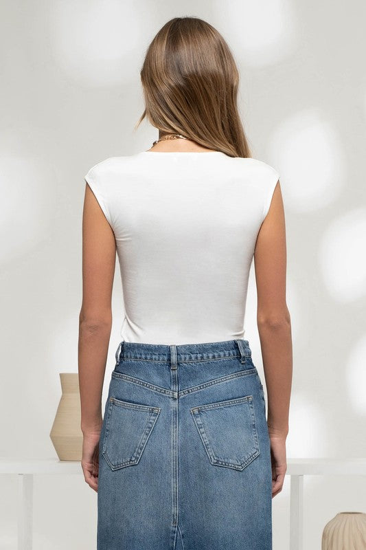 back of the White Reversible Sleeveless Crop Top