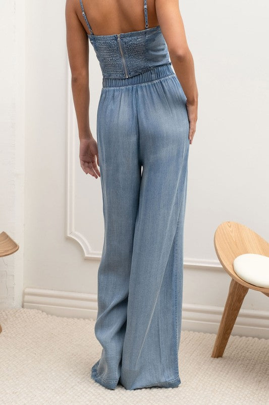 Chambray Washed Pleated Pants