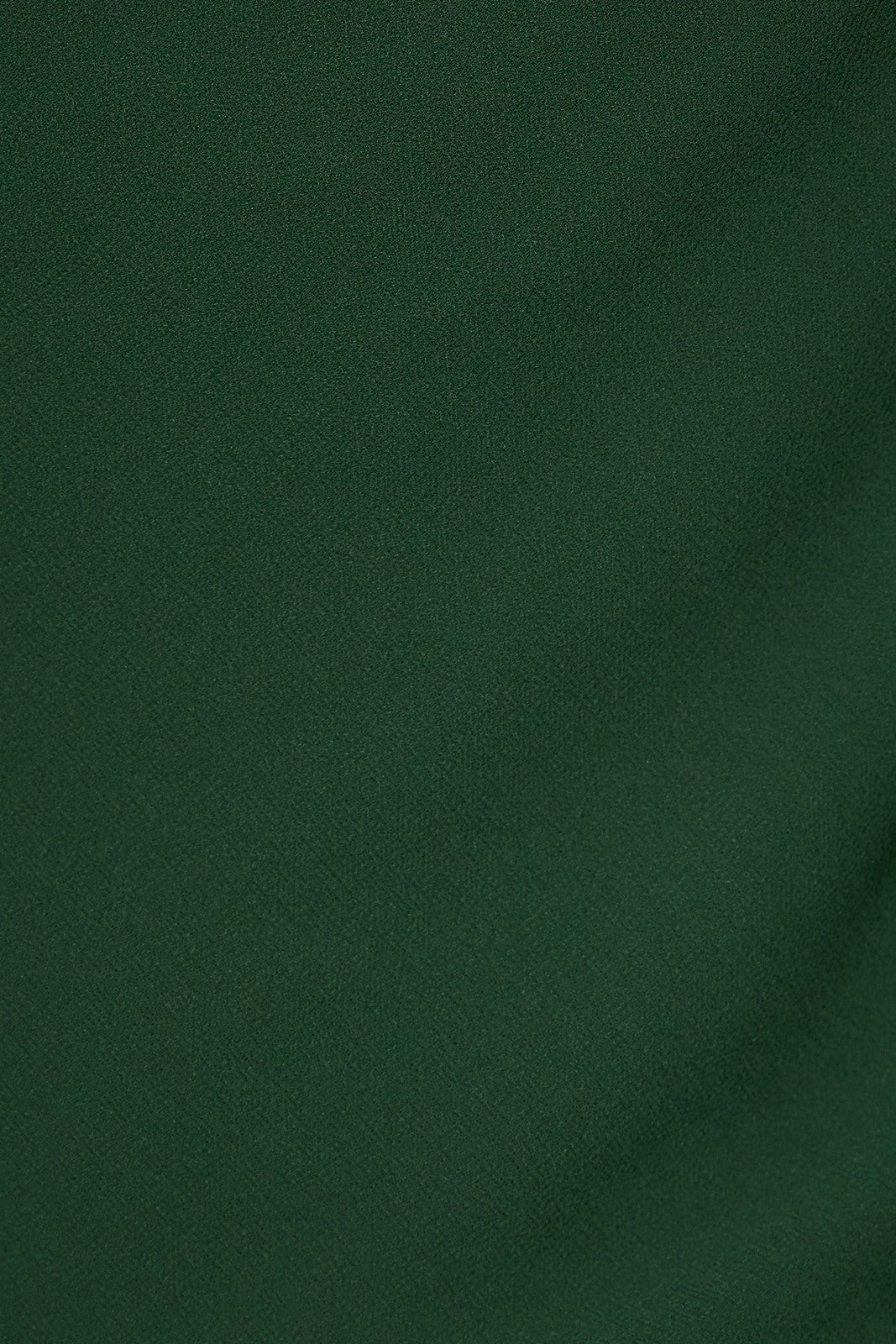 Close-up of the hunter green lightweight woven fabric of the cowl neck scarf top