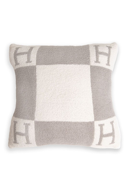 STYLED BY ALX COUTURE MIAMI BOUTIQUE Grey H Patterned Cushion Cover