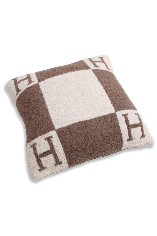STYLED BY ALX COUTURE MIAMI BOUTIQUE Beige H Patterned Cushion Cover