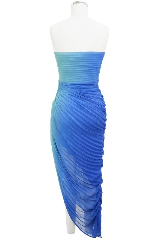 back of the Blue Multi Ombre Tube Dress
