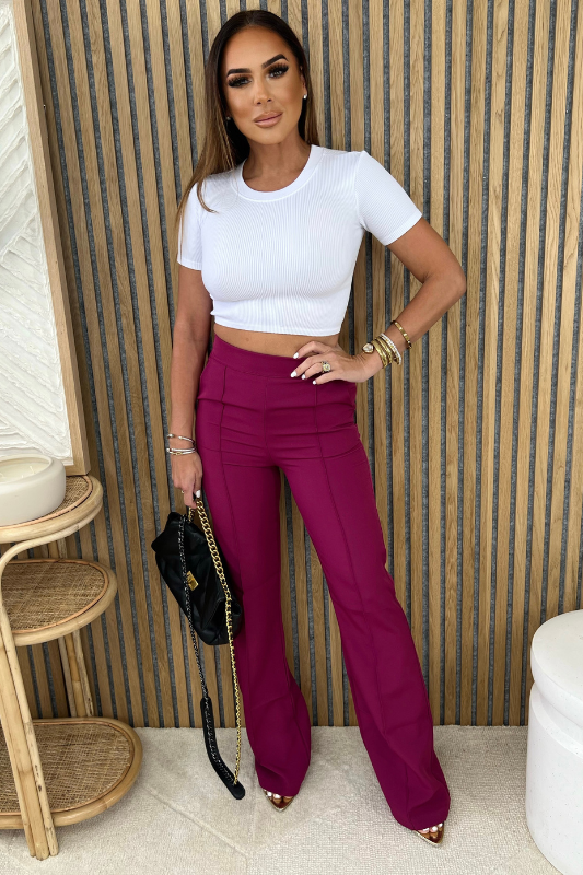 Magenta Flared Dress Pants with flare bottom