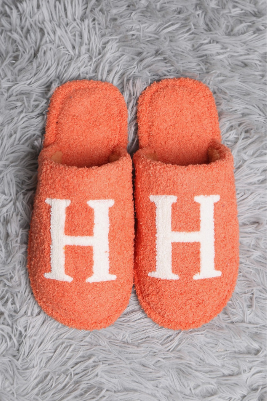 STYLED BY ALX COUTURE MIAMI BOUTIQUE Orange H Print Soft Home Indoor Floor Slippers