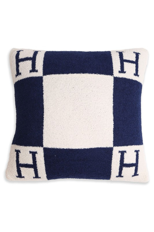 STYLED BY ALX COUTURE MIAMI BOUTIQUE Navy H Patterned Cushion Cover