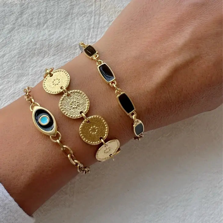 STYLED BY ALX COUTURE MIAMI BOUTIQUE Gold Beaded Discs Bracelet
