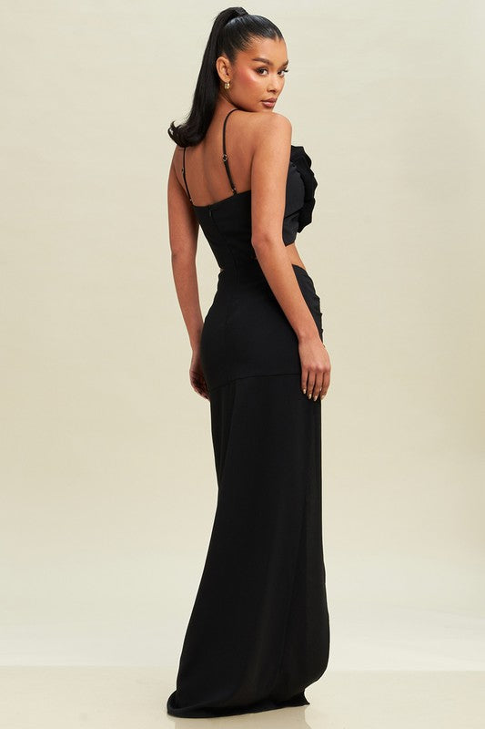 STYLED BY ALX COUTURE MIAMI BOUTIQUE Black Applique Cutout Dress