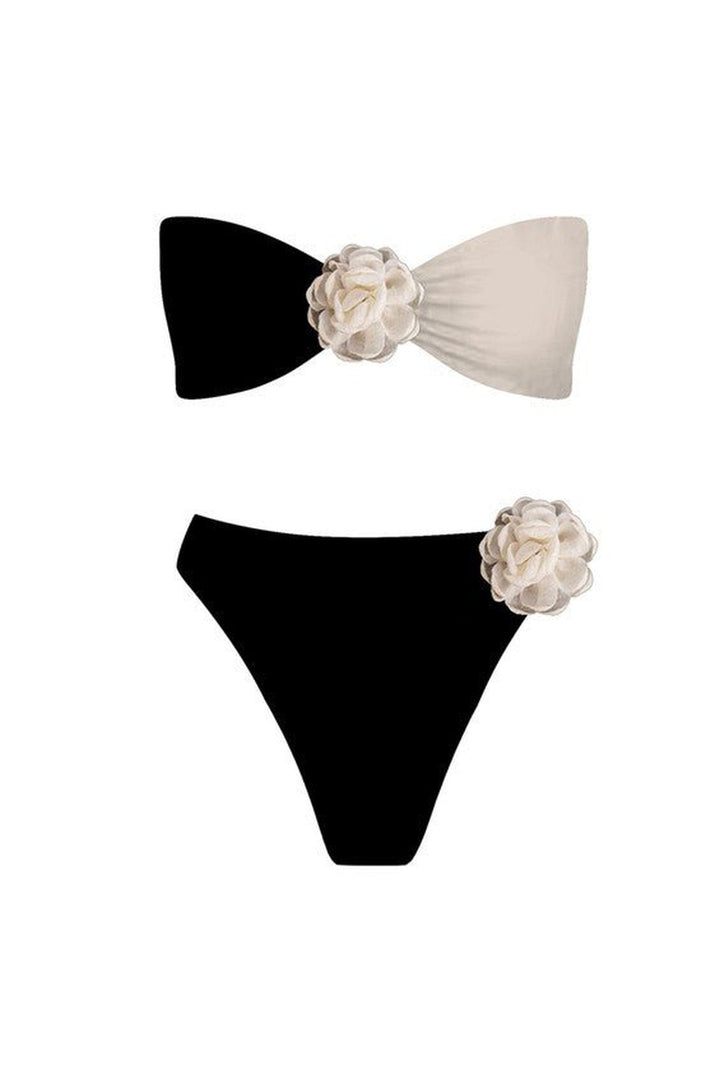 Black and white high waisted bikini set from STYLED BY ALX COUTURE