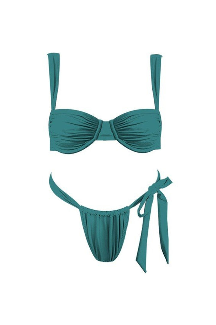 Teal bikini bottom with a single side tie