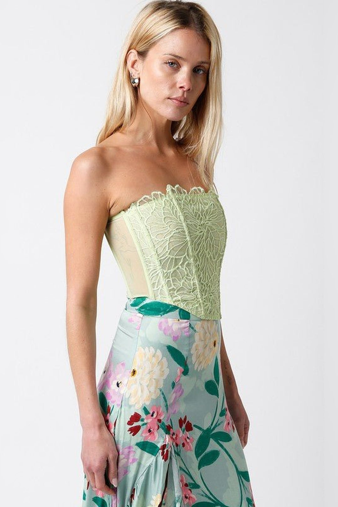 Green strapless corset top from STYLED BY ALX COUTURE