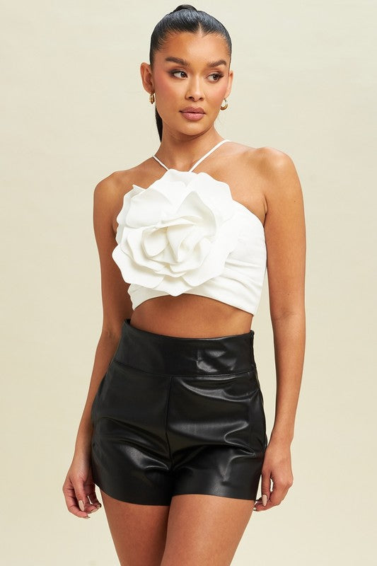 STYLED BY ALX COUTURE MIAMI BOUTIQUE White Floral Applique Top