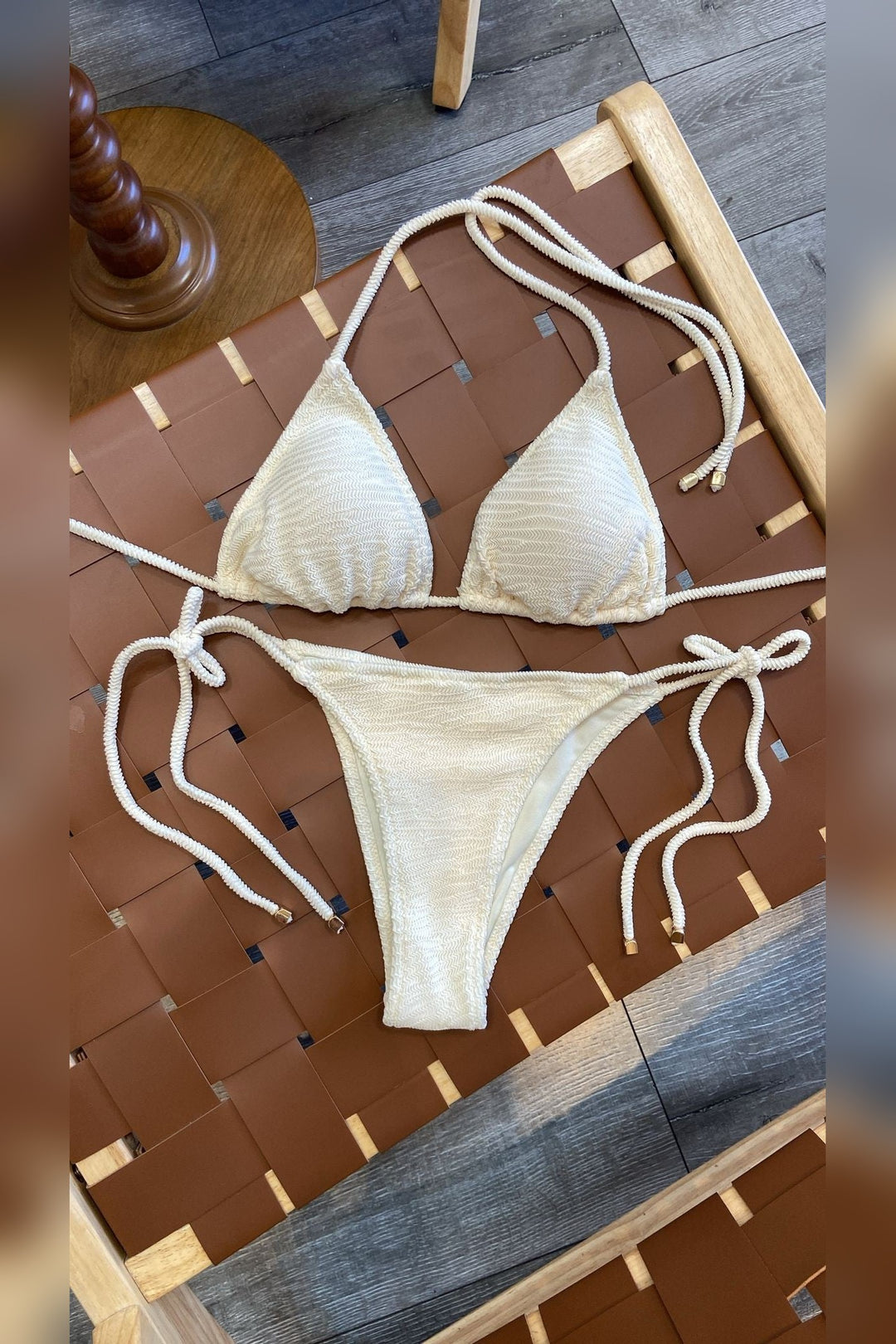 Cream Halter Bikini Set - STYLED BY ALX COUTURESwimwear