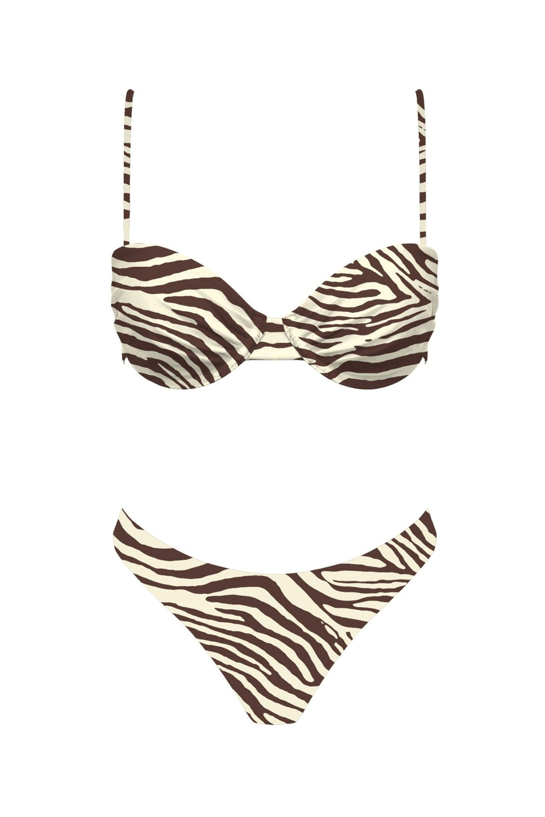 Structured molded cups on the Lorenzo zebra print bikini top