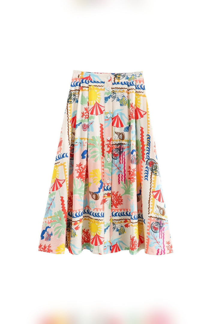 Wide halter straps on a structured printed bralette-style crop top