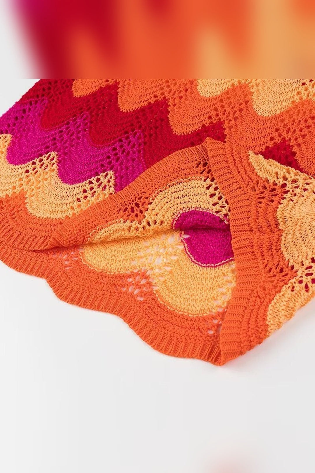 Slim fit crochet mini skirt in a multicolour zigzag knit