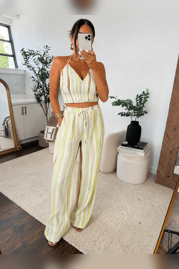 Lime Striped Halter Pant Set - STYLED BY ALX COUTUREOutfit Sets