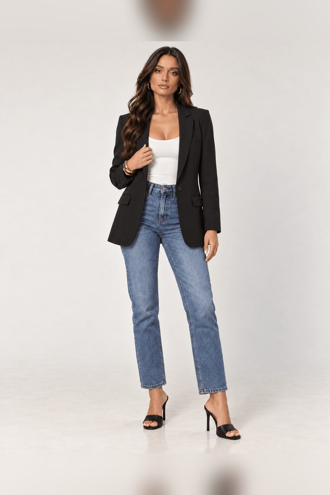 Black One Button Boyfriend Blazer - STYLED BY ALX COUTUREBlazers