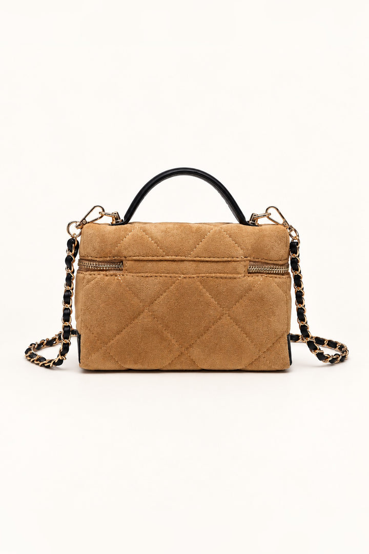 Back of the natural tan Novalee quilted crossbody