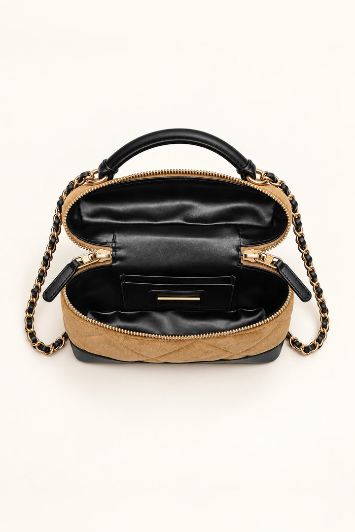 Black-lined interior of the Novalee crossbody with card slip pocket