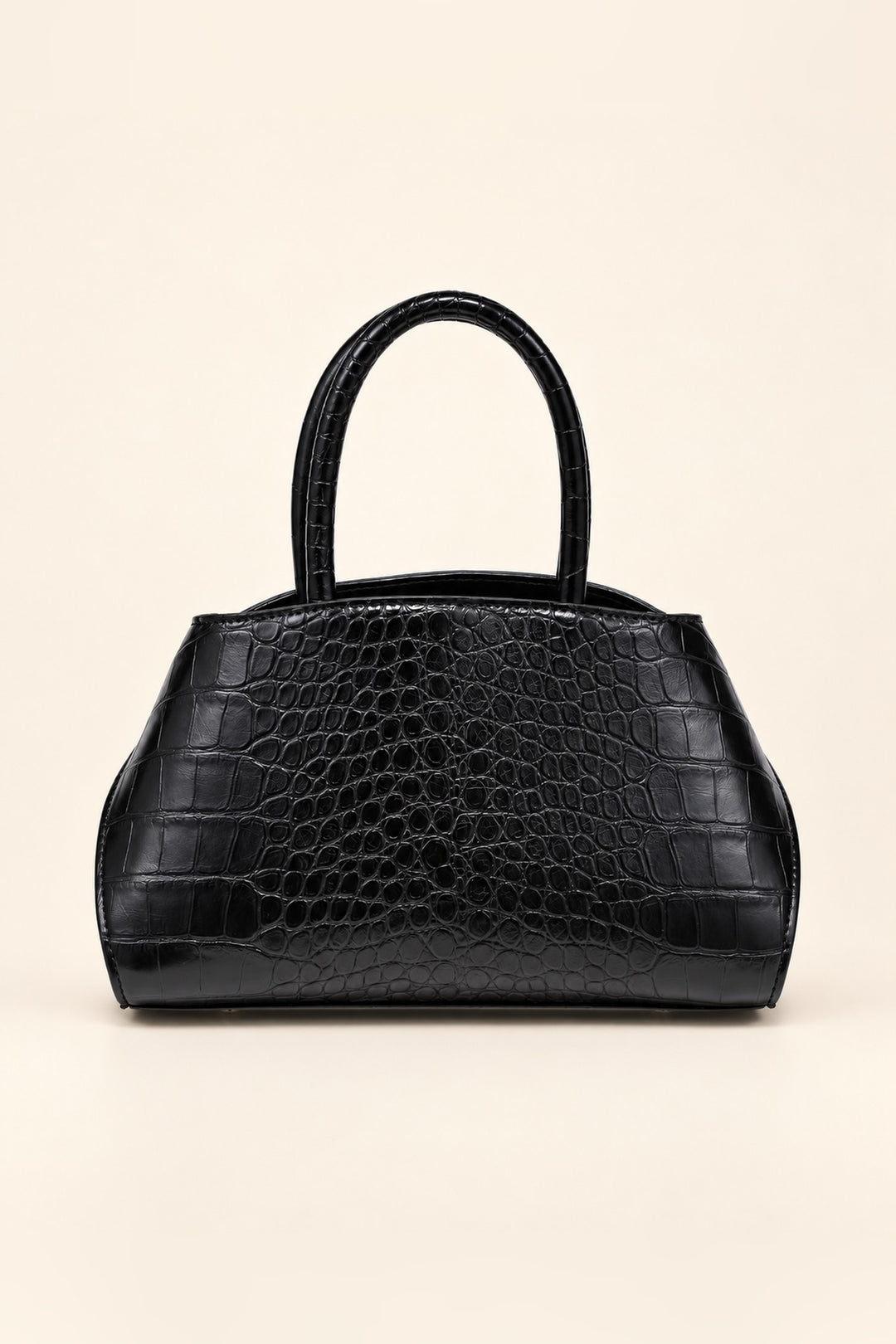 Back of the black croc-embossed Fable crossbody