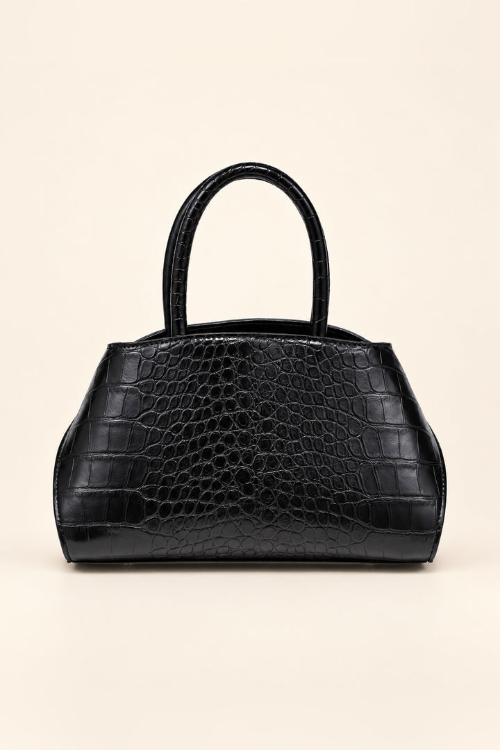 Back of the black croc-embossed Fable crossbody