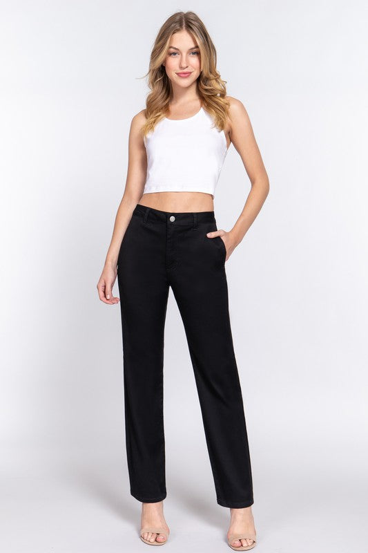 STYLED BY ALX COUTURE MIAMI BOUTIQUE Black Straight Fit Twill Long Pants 