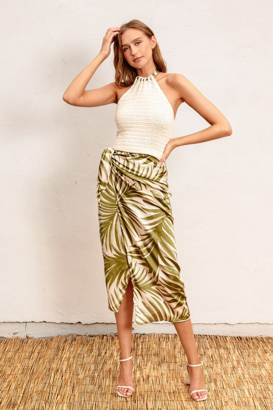 Palm Fronds Midi Wrap Skirt *